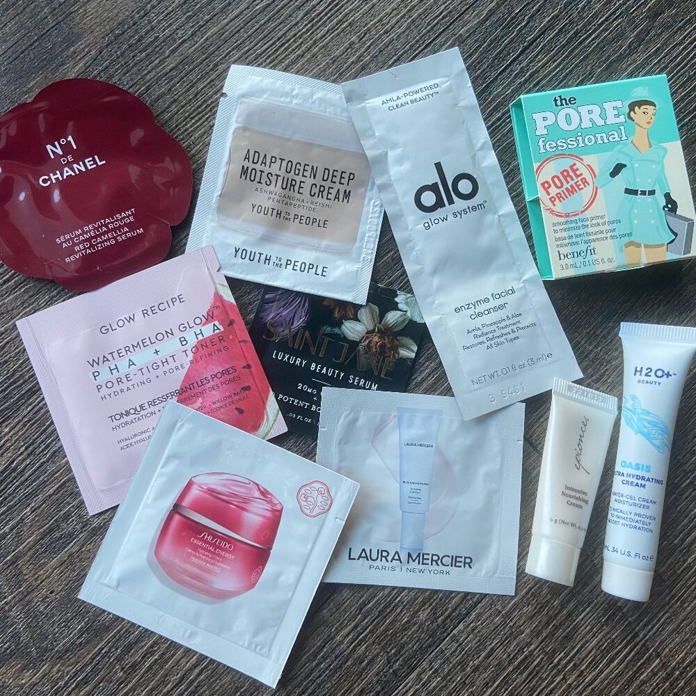 LUXURY BEAUTY SAMPLES--CHANEL/SHISEIDO/GLOW RECIPE, MORE